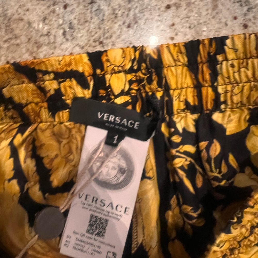 Versace Gold and Black Floral Shorts